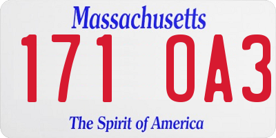 MA license plate 171OA3