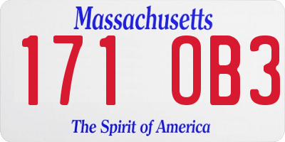 MA license plate 171OB3