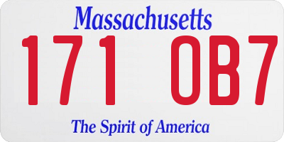 MA license plate 171OB7
