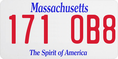 MA license plate 171OB8