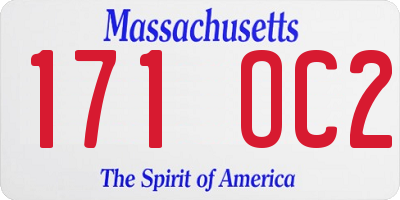 MA license plate 171OC2