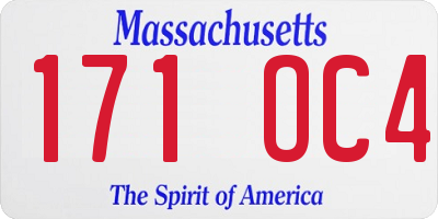MA license plate 171OC4