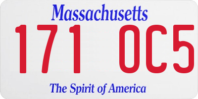 MA license plate 171OC5
