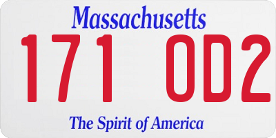 MA license plate 171OD2