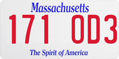 MA license plate 171OD3