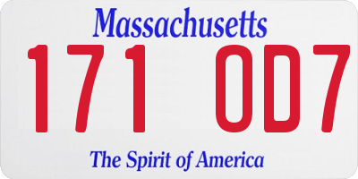 MA license plate 171OD7