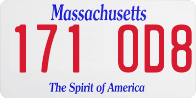 MA license plate 171OD8