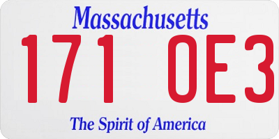 MA license plate 171OE3