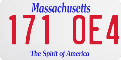 MA license plate 171OE4