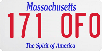 MA license plate 171OF0