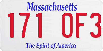 MA license plate 171OF3