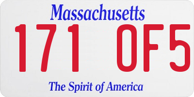 MA license plate 171OF5