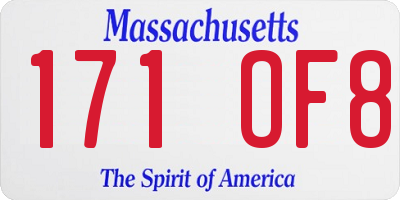 MA license plate 171OF8