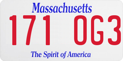 MA license plate 171OG3