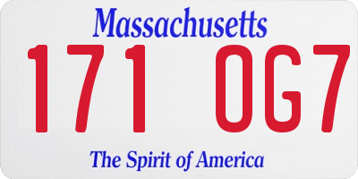 MA license plate 171OG7