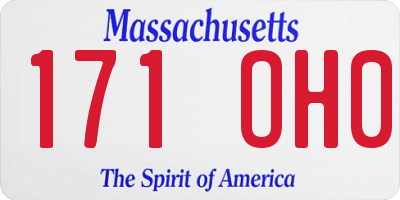 MA license plate 171OH0