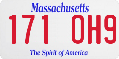 MA license plate 171OH9