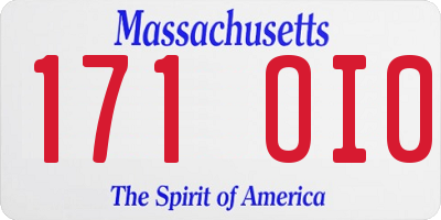 MA license plate 171OI0