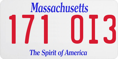 MA license plate 171OI3
