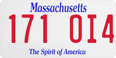 MA license plate 171OI4