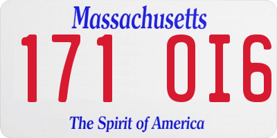 MA license plate 171OI6