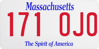 MA license plate 171OJ0