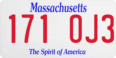 MA license plate 171OJ3