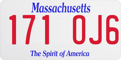 MA license plate 171OJ6