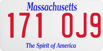 MA license plate 171OJ9