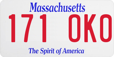 MA license plate 171OK0