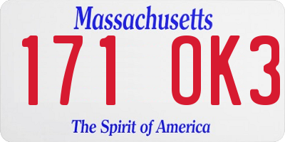 MA license plate 171OK3