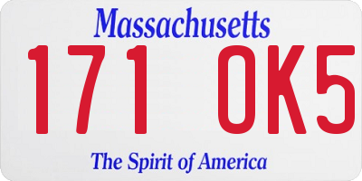 MA license plate 171OK5