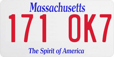 MA license plate 171OK7