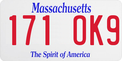 MA license plate 171OK9