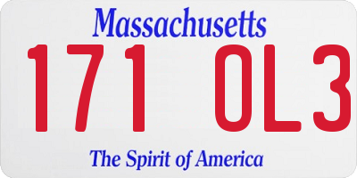 MA license plate 171OL3