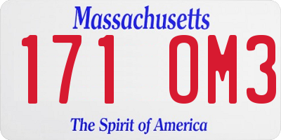 MA license plate 171OM3