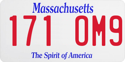 MA license plate 171OM9