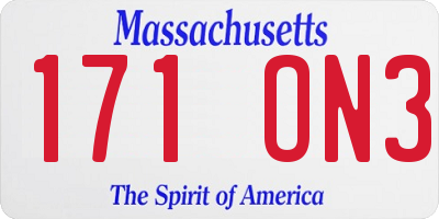 MA license plate 171ON3