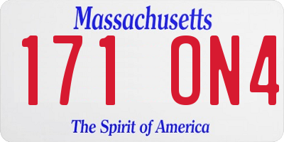 MA license plate 171ON4