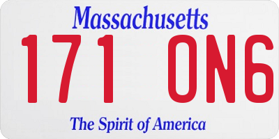 MA license plate 171ON6
