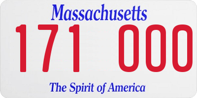 MA license plate 171OO0