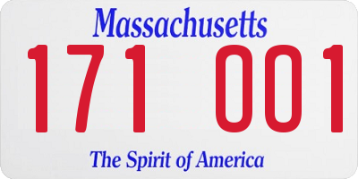 MA license plate 171OO1