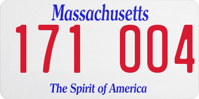 MA license plate 171OO4
