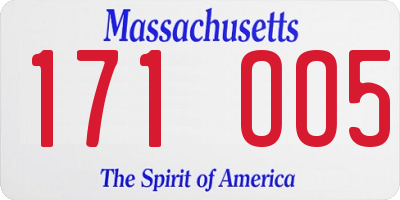 MA license plate 171OO5