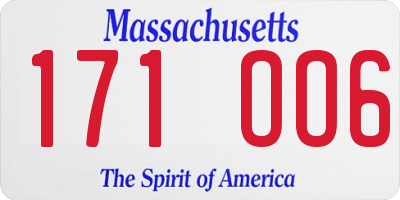 MA license plate 171OO6