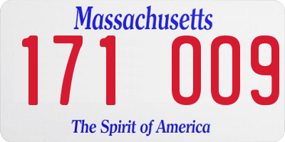 MA license plate 171OO9