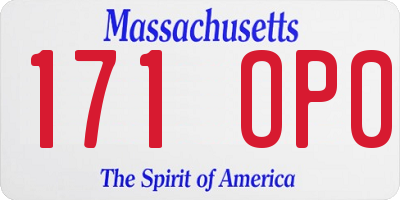 MA license plate 171OP0