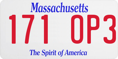 MA license plate 171OP3