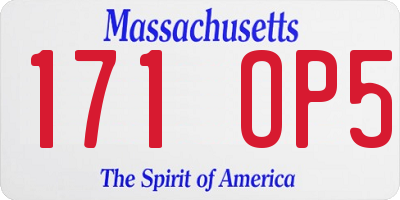 MA license plate 171OP5