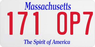 MA license plate 171OP7